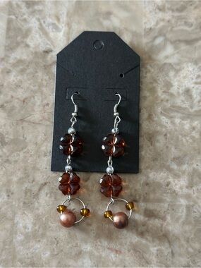 Brown Bead Dangle Earrings - Elegant Women’s Jewelry